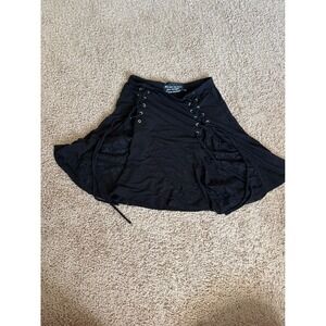 Killstar Black Lace Up Mini Skirt Goth Punk Lace Panels XS